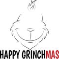 Grinch outline with lettering HAPPY GRINCHMAS, grinch smile, silhouette, grinch